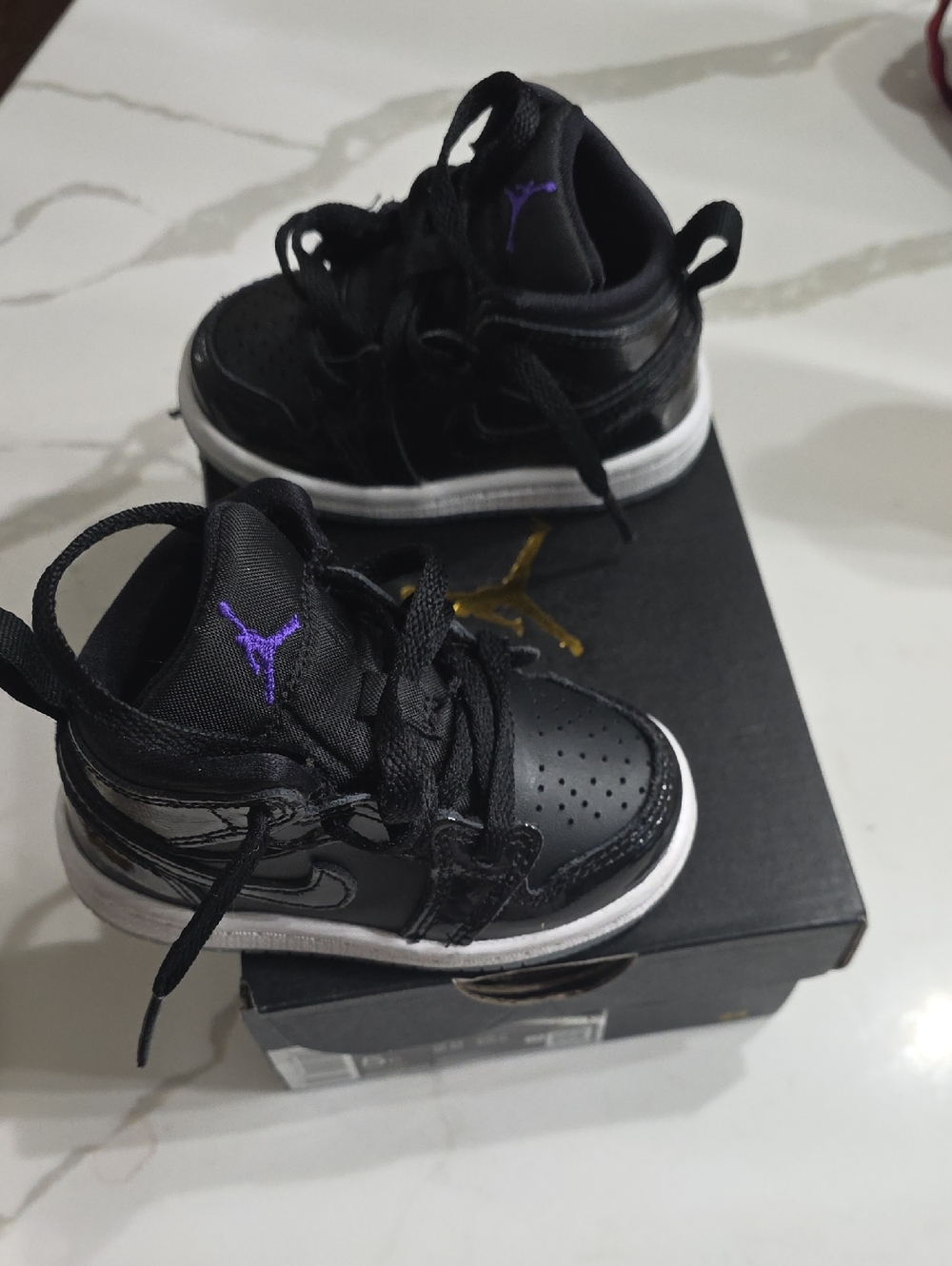 Jordan Kids Black and Purple Low-Top Sneakers